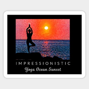 Yoga Ocean Sunset Impressionism Magnet